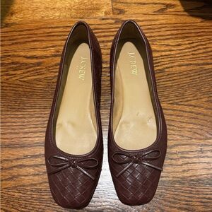 J. Crew Women's Woven Leather Ballet Flats in Rich Brown